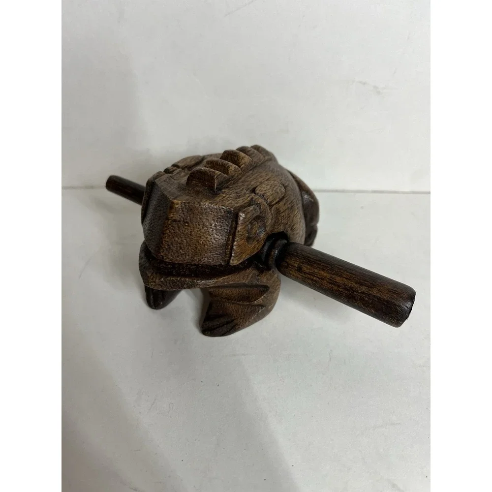 Hand Carved Wooden Wood Frog Percussion Musical Instrument 4